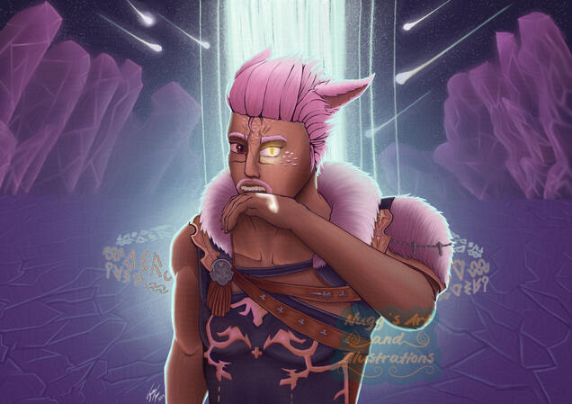 This is a scene redraw from FFXIV Shadowbringers with my Miqo'te character Max Lilystone. I took some creative liberty with the pose and background and I'm happy with how it turned out!